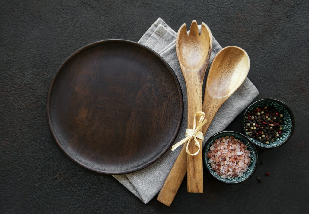 Old wooden kitchen utensils