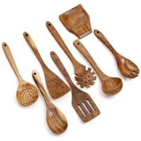 8PCS Wooden Kitchen Cooking Utensils Set with Hole