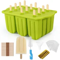 Silicone Ice Cream Popsicle Molds with Wooden Sticks