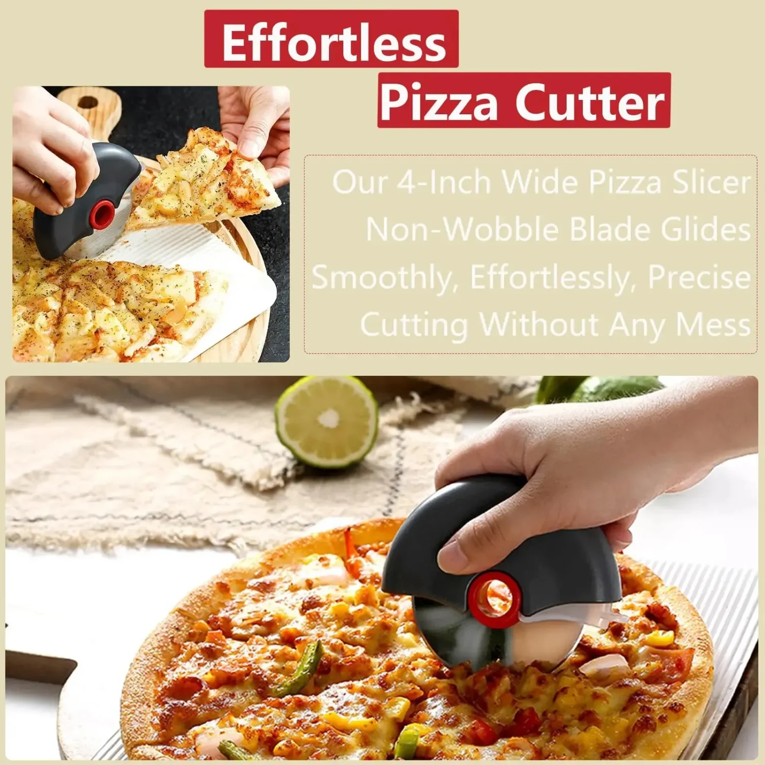 Multi-purpose Stainless Steel Roller Cutter Pizza Cake - Image 3