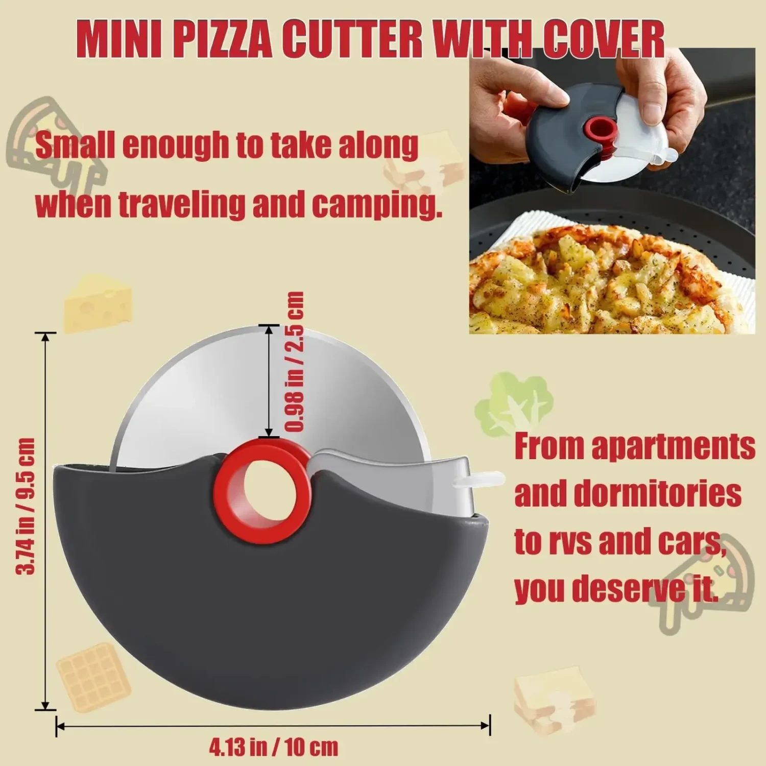 Multi-purpose Stainless Steel Roller Cutter Pizza Cake - Image 4